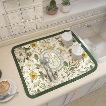 Tappetino Scolapiatti, Tappetino da Csuper Assorbente, Tlavandino Cucina, Tappetino da Caffè ad Asciugatura Rapida, Tappetino in Gomma Antiscivolo