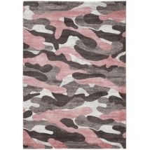 Tappeto 'camouflage' grigio e rosa, 230x160 cm
