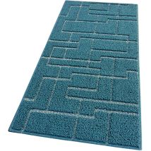 Emmevi Mv S.p.a. - Tappeto Casa Cucina 3D Tinta Unita Design Geometrico Moderno Assorbente Antiscivolo Blu - 50x190 Cm