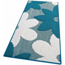 Emmevi Mv S.p.a. - Tappeto Cucina 3D Fiore Tridimensionale Morbido Bordato Moderno Passatoia Antiscivolo Blu - 57x40 cm
