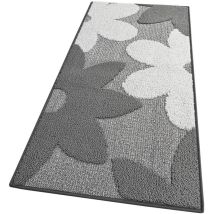 Tappeto Cucina 3D Fiore Tridimensionale Morbido Bordato Moderno Passatoia Antiscivolo Grigio - 57x230 cm