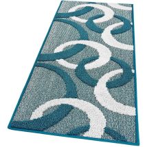 Emmevi Mv S.p.a. - Tappeto Cucina Tridimensionale Cerchi 3D Assorbente Morbido Moderno Antiscivolo Blu - 57x230 cm