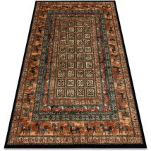 Tappeto di lana kashqai 4301 500 orientale, cornice beige / verde beige 67x130 cm
