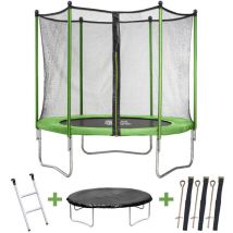 Trampolino tappeto elastico yoopi - ø 1.8 m - con rete, scala, telone e kit d'ancoraggio