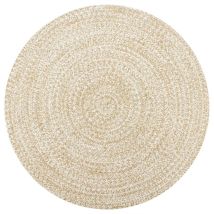 Tappeto Fatto A Mano In Juta Bianco E Naturale 90 Cm Dec023517
