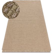 Rugsx - Tappeto juta 3652 beige scuro un colore - juta, tessitura piatta, frange beige 60x100 cm