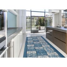 Tappeto Passatoia Runner Cucina Antiscivolo Lavabile Disegno Maiolica Suardi, Misura55x190coloregrigio