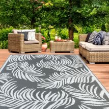 Tappeto per esterni COCO tropical grigio e bianco 270 x 470 CM