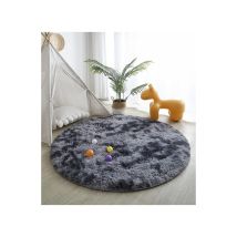 Tappeto Per Soggiorno 100 Cm X 100 Cm (grigio Scuro, Rotondo) Design Moderno A Pelo Lungo, Antiscivolo Per Interni Arredamento Moderno Tappeti Ultra 