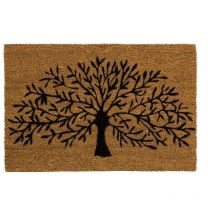 Lolahome - Tappeto Zerbino Rettangolare Albero Della Vita In Fibra Di Cocco 60x40cm Beige