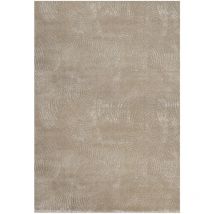 TARA - Tapis de salon à relief Arc couleur uni beige 80x300cm