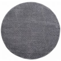 Tara - Tapis rond à relief Géométrique couleur uni gris 200x200cm