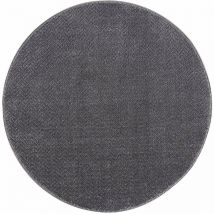 Tara - Tapis Rond Uni Motifs Relief Chevrons (Gris - 200x200cm)