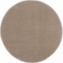 Tara - Tapis Rond Uni Motifs Relief Lignes (Beige - 160x160cm)