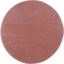 Tara - Tapis Rond Uni Motifs Relief Lignes (Rose - 200x200cm)