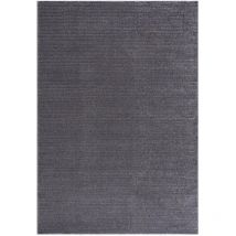 Tara - Tapis de Salon Uni Motifs Relief Lignes (Gris - 80x150cm)