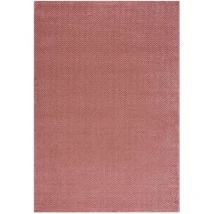 Tara - Tapis de Salon Uni Motifs Relief Chevrons (Rose - 80x150cm)