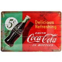 Nostalgic-Art Targa Vintage Cola – Delicious – Idea Regalo per Amanti della Coca, Metallo, Design Retro per Decorazione, 20 x 30 cm