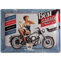 Nostalgic-Art Targa Vintage Best Garage – Blue – Idea Regalo per Amanti di Moto, in Metallo, Multicolore, 30 x 40 cm