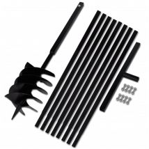 Tarière de sol avec manche 200 mm et tube d'extension 9 m Acier CFW40603