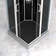 Homemaison - Tarima de madera compuesta gris para cabina cuadrada - Dim. 75 x 75 cm