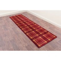 Lord Of Rugs - Tartan Highland Check Pattern Hallway Red Rug 80 x 300 cm (2'6''x10') Long Runner