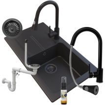 Granitan - tasos granite noir évier + mélangeur serpent + siphon