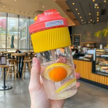 Ensoleille - Tasse à eau avec paille, tasse en plastique, étanche, résistante à la chaleur, anti-brûlure, tasse à café(Rouge Pamplemousse + Jaune Oie
