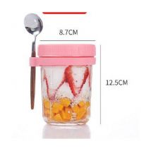 Feiyue - Tasse à flocons d'avoine en verre avec couvercle hermétique et portable pour yaourt et flocons d'avoine avec cuillère