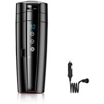 Tasse chauffante pour voiture 12V/24V, Tasse de voyage chauffante en acier inoxydable 400mL, Bouilloire électrique à contrôle de température