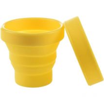 Tasse en Silicone Pliable Gobelets de Voyage Pliables avec Couvercle Hermétique Coupe de Voyage Légère 170ml Jaune