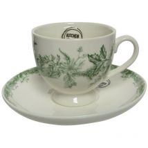 Tasse et soucoupe en porcelaine 10,5 cm.