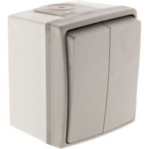 Doppelschalter wasserdicht IP55 – grau – Aufputzmontage