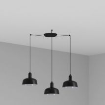 Faro Barcelona – Tatawin S 3L – Elegante schwarze Hängeleuchte aus Stahl – 3x E27 – 15W max – Deckenmontage
