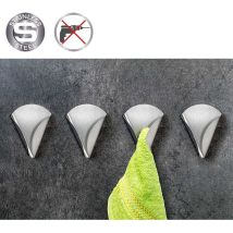 Tatkraft Eva - Lot De 4 Porte-serviettes Adhésifs En Acier Inoxydable - Patère Mural Autocollant Sans Perçage - Supporte 2 Kgs