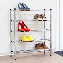 Tatkraft - expert armoire etagères à chaussures en acier chromé 5 niveaux rangement 15 paires de chaussures meuble ajustable