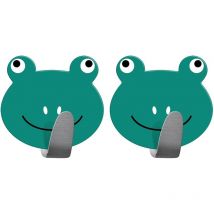 Tatkraft - frogs - crochets adhésifs inox mural pour cuisine et salle de bain - motif fantaisie en forme de grenouilles - porte ma