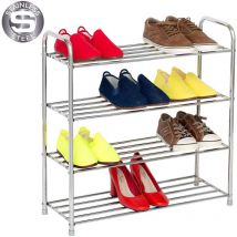 Tatkraft - good - range-chaussures en métal 4 niveaux - acier inoxydable anti rouille durable et robuste - 12 paires - 64 x 65 x 2