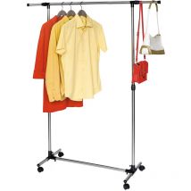 Tatkraft Pegasus - Portant À Vêtement En Acier Inox Avec Roulettes Barres Latérales Réglables - Tringle À Vêtements Extensible