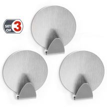 Runda - set de 3 porte-serviettes en acier inoxydable - système adhésif qui résiste à l'humidité - installation rapide - Tatkraft