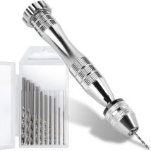 Qiedie - tau à broche pour moules de moulage en résine, perceuse à main en acier, perceuse à résine avec 10 forets, outils de perceuse à main de