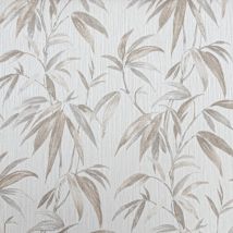 Taupe Beige Floral Wallpaper Textured Bamboo Leaves Thick Quality Italian Vinyl