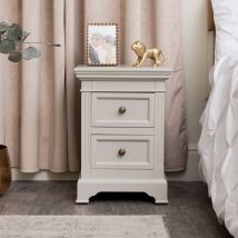 Taupe-Grey Two Drawer Bedside Table - Daventry Taupe-Grey Range - Taupe-Grey