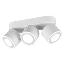 Frankystar - Taurus Barre 3 Spots Led en Métal Blanc Orientables Pivotants Double Émission Interrupteurs Séparés l. 27Cm