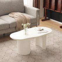 Modfu - Tavolini bassi fissi 100x50x40,5cm, tavolino salotto di forma irregolare, soggiorno/camera da letto, mdf, bianco