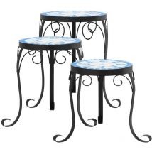 Supporti per Piante 3 pz Blu e Bianco in Ceramica - Vidaxl
