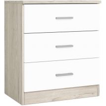 Comodino Coppia con 3 cassetti stile moderno 50x58x33 cm colore sahara e bianco opaco