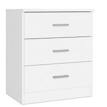 Comodino Coppia con 3 cassetti stile moderno 50x58x33 cm colore bianco opaco
