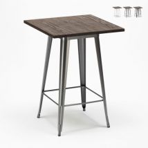 Tavolino alto per sgabelli industrial metallo acciaio e legno 60x60 welded Colore: Grigio