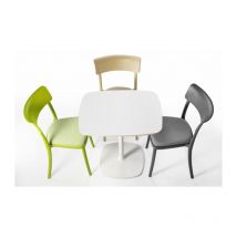 TAVOLO DESIGN BLOUM BASE IN GHISA E PIANO IN MULTISTRATO LAMINATO - BIANCO - H. 74 Dimensione del piano 70x70 cm